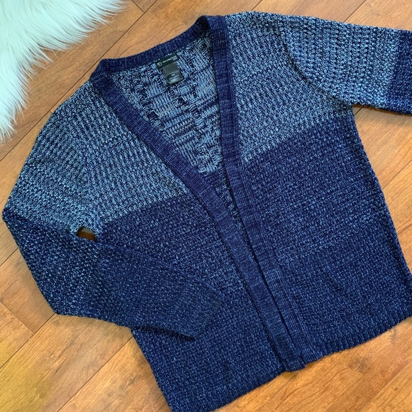 New Directions Petite Blue Color Blocked Cardigan - Picture 1 of 11